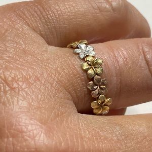 14k tri gold Plumeria ring